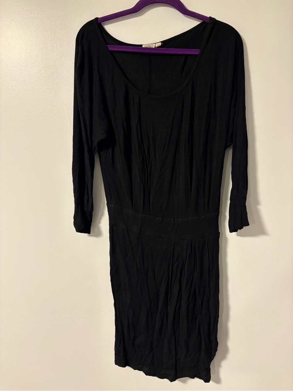 Urban Behaviour Peace & Love Long Sleeve Black Stretchy Cinched Waist Dress M